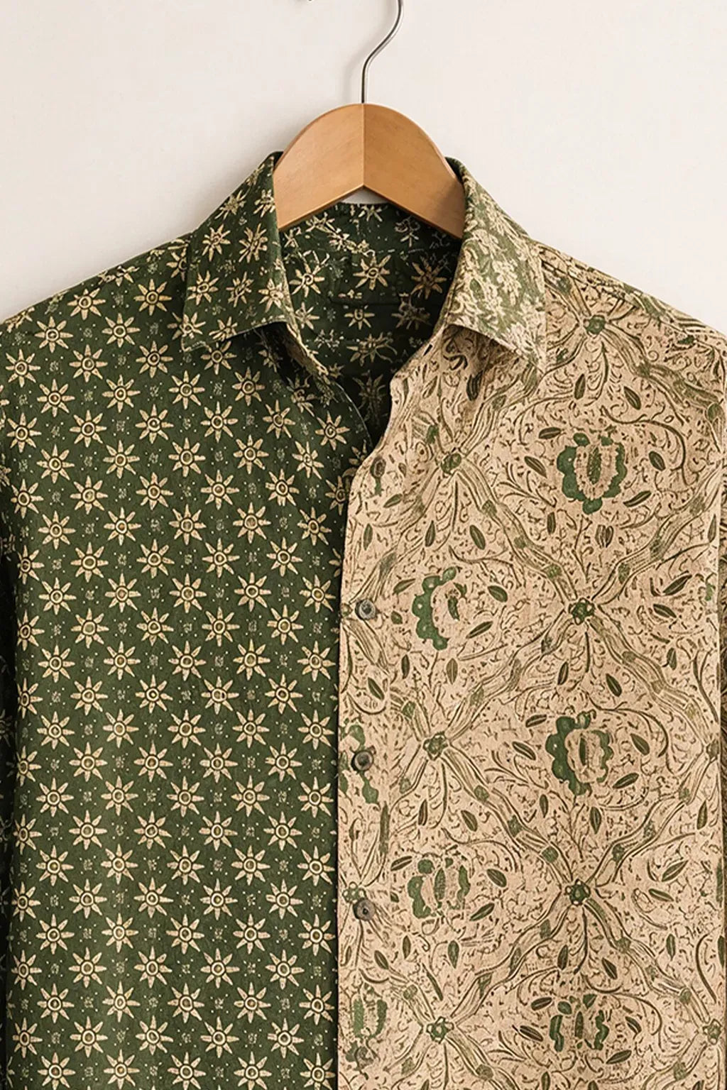 Azotop Premium Dual Tone Floral & Vintage Geometric Print Full Sleeve Cotton Blend Casual Shirt for Men | Regular Fit Designer Button Down Party Wear Fashion Shirt | Luxury Statement Shirt