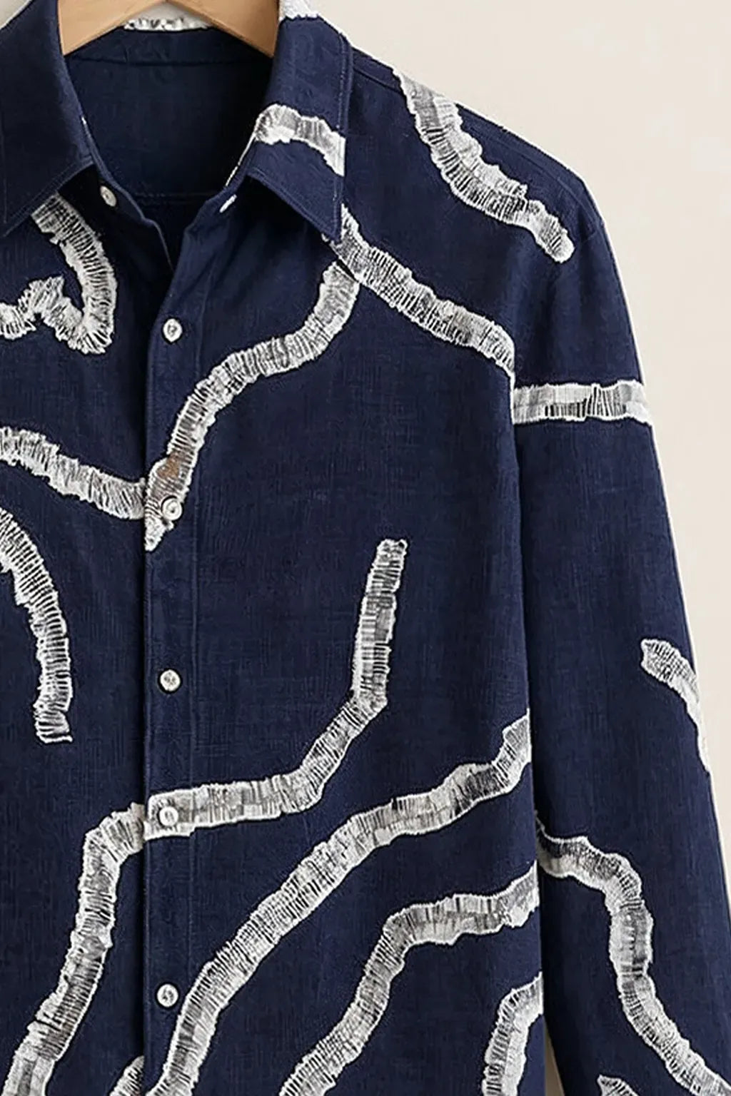Azotop Premium Abstract Embroidered Pattern Full Sleeve Cotton Blend Casual Shirt for Men | Luxury Regular Fit Designer Button Down Party Wear Fashion Shirt | Modern Textured Statement Shirt