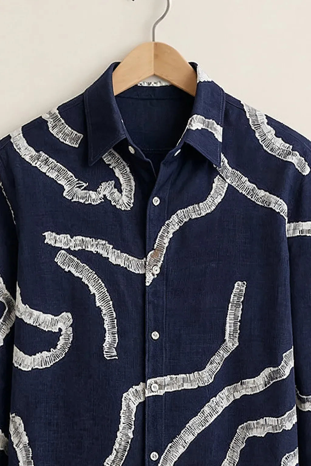 Azotop Premium Abstract Embroidered Pattern Full Sleeve Cotton Blend Casual Shirt for Men | Luxury Regular Fit Designer Button Down Party Wear Fashion Shirt | Modern Textured Statement Shirt